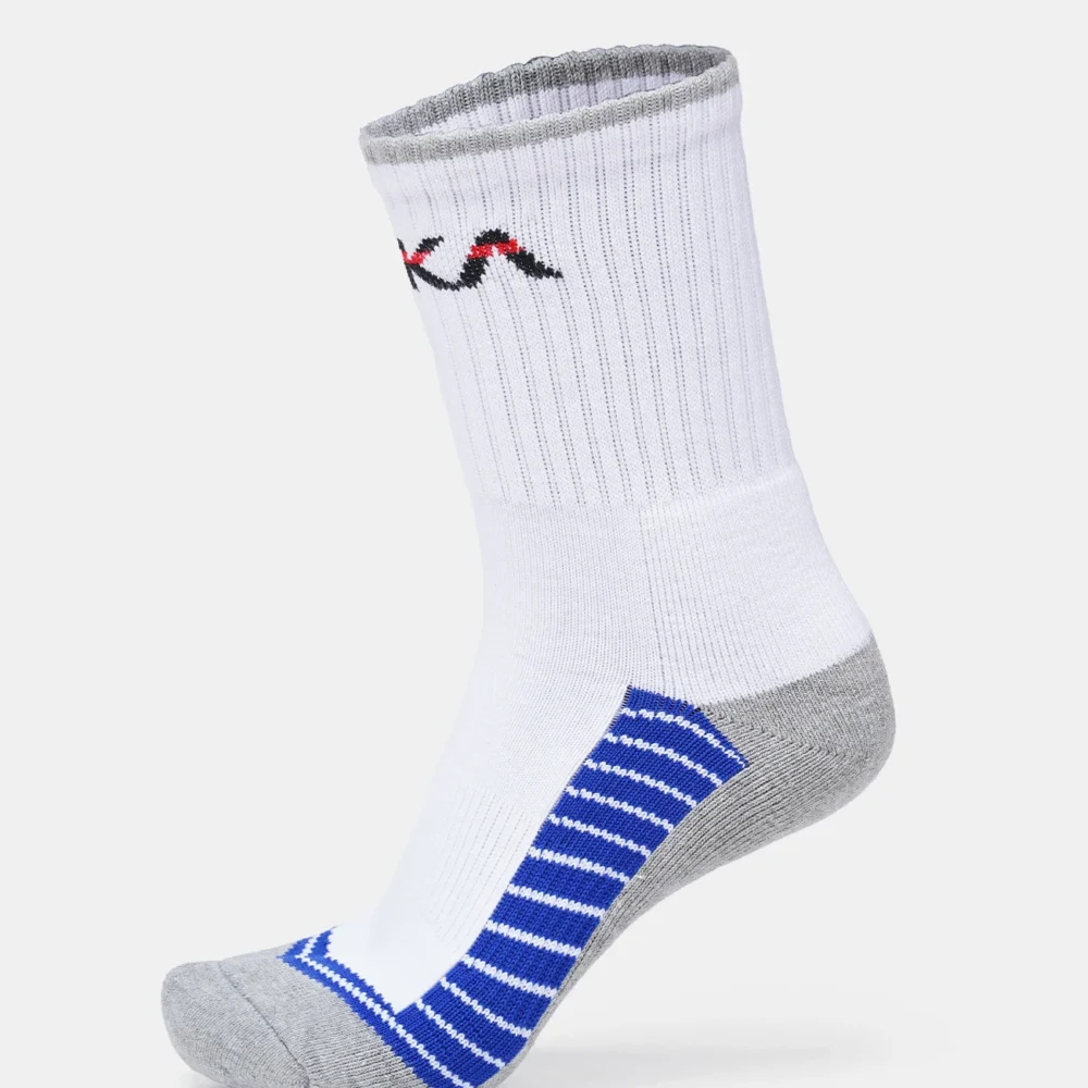 TYKA MERINO TECH PRO EXTREME CUSHION SOCKS CREW White R.Blue L